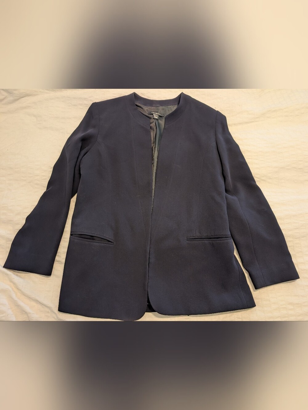 Louben Classic Navy Women's Collarless Blazer